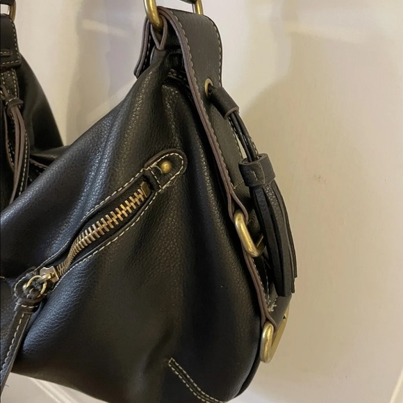 Nine West Handbag Brownish/Black Medium Size Fringed Bag w/Brass Hardware. - Picture 5 of 12